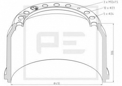 PE AUTOMOTIVE 01640300a -  Тормозной барабан